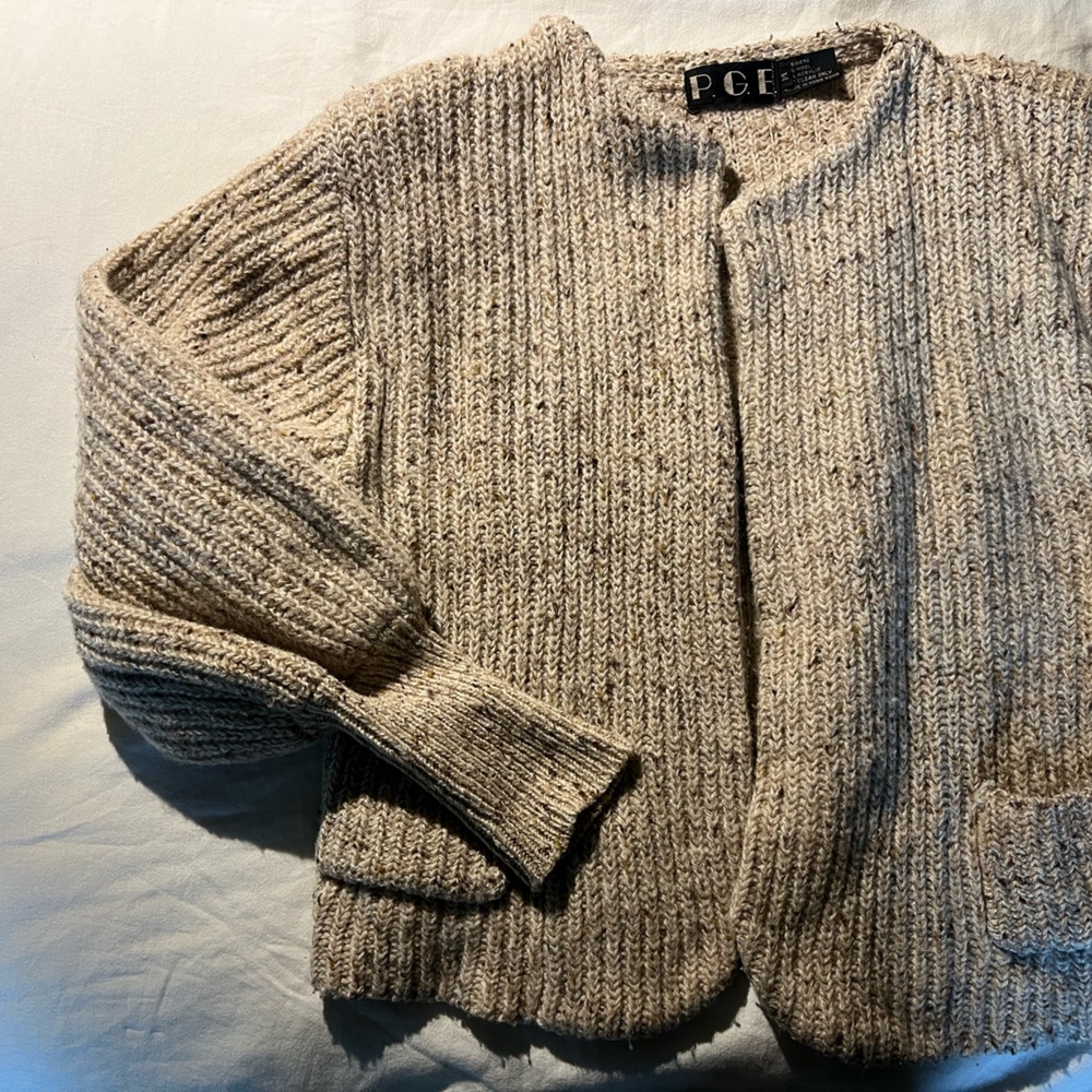 Unique Vintage 80s Cream Cropped Cardigan
